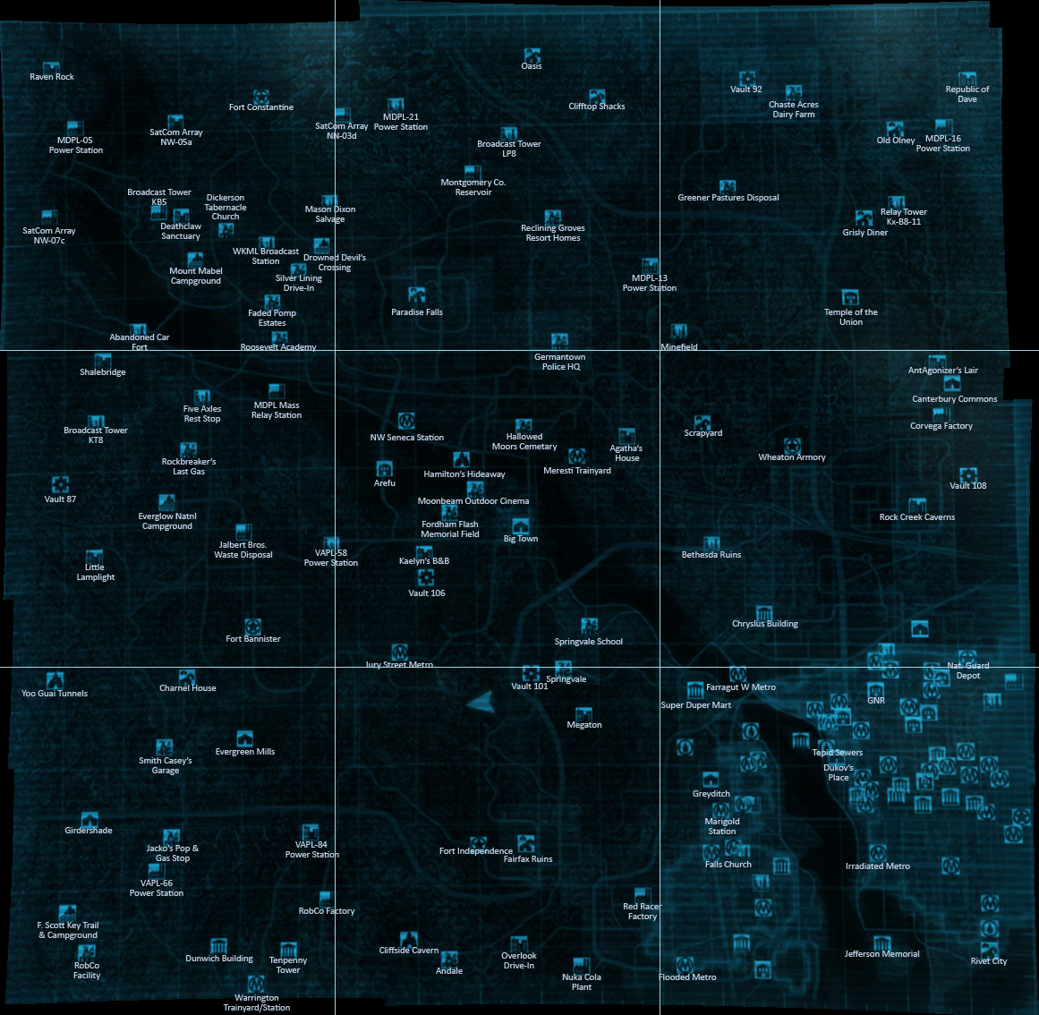 Fallout 3 Capital Wasteland NW Map Map for Xbox 360 by jekoln - GameFAQs