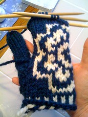 Plum blossom mitts WIP