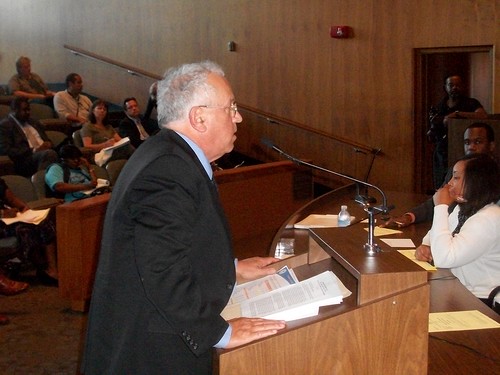 Atty. Jerome Goldberg speaking at the Wayne County Commission hearing on the need for a moratorium on foreclosures in Detroit. The event was held at the City Hall downtown on June 13, 2011. (Photo: Abayomi Azikiwe) by Pan-African News Wire File Photos