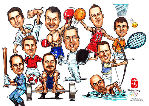 Group caricatures for Microsoft Australia Team colour