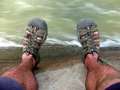 Keen sandals keeping my feet cool near Minlou, Gansu Province, China