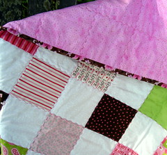 love patchwork quilt detail, backside, binding