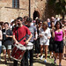 GMF students on the march in samba percussion workshop, garden of Palazzo Pretorio 