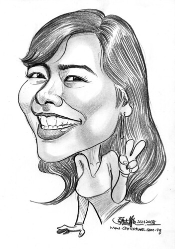 Malay lady caricature in pencil 301108