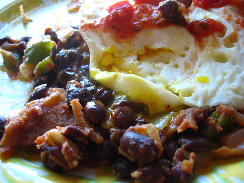 black beans and eggs