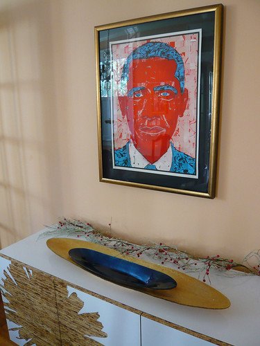 Barack Obama, by the Half and Half, over my sideboard.