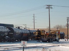 Hulcher Rail Services at the scene of a minor derailment, at the Canadian National Crawford Yard. Chicago Illinois. January 2008.