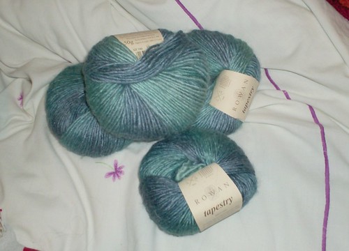 Blue turquoise Rowan Tapestry soysilk wool yarn