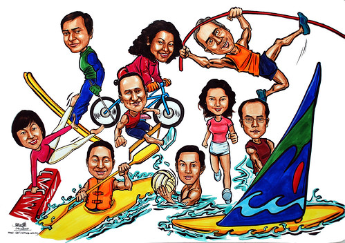 Group caricatures sketch for Microsoft APAC colour