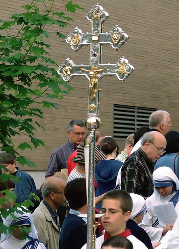 Corpus Christi procession 2008, of the Cathedral Basilica of Saint Louis, in Saint Louis, Missouri, USA - Archiepiscopal processional cross