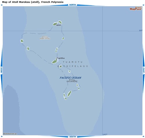 Marokau and Ravahere Atolls - MS MapPoint Map (1-400,000)