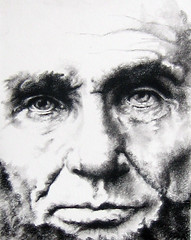 Carbon pencil portrait of Abraham Lincoln.