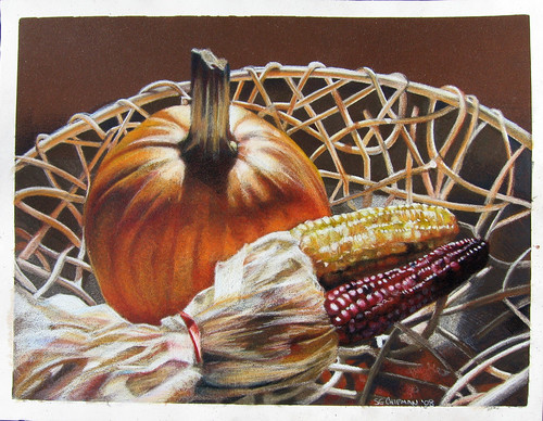 Colored pencil drawing entitled Autumn Still Life