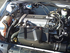 The engine of a CNG and gasoline powered Cavalier