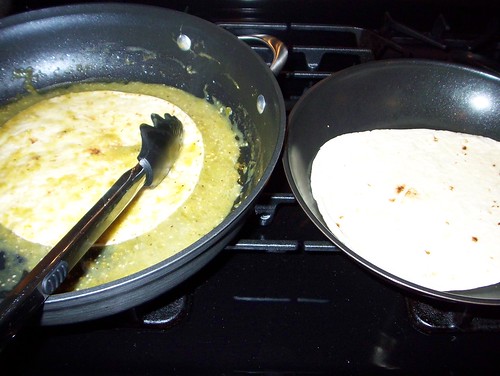 frying tortillas