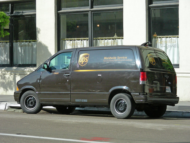 brown ford ups delivery van minivan courier unitedparcelservice aerostar