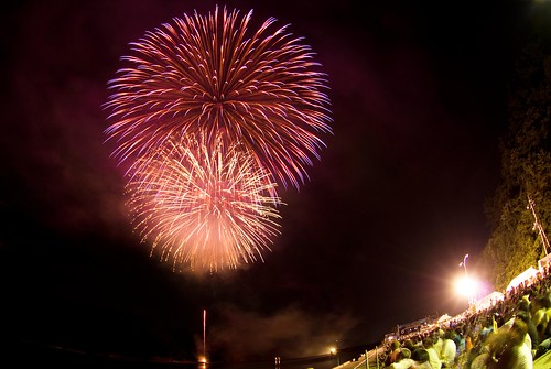 Yunotsu fireworks festival 2008 #2 Fisheye