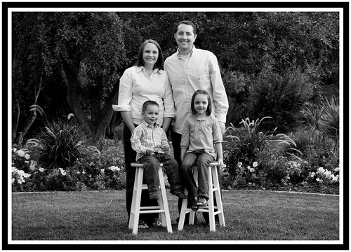 black and white lanscape family photo