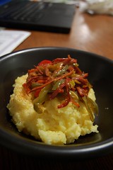 Dinner: Polenta with slow cooked bell peppers