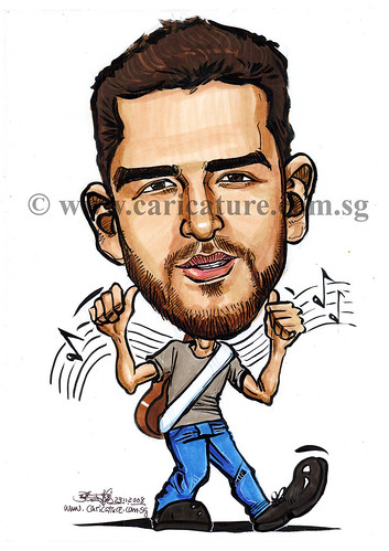Celebrity caricatures - Justin Timberlake colour watermark