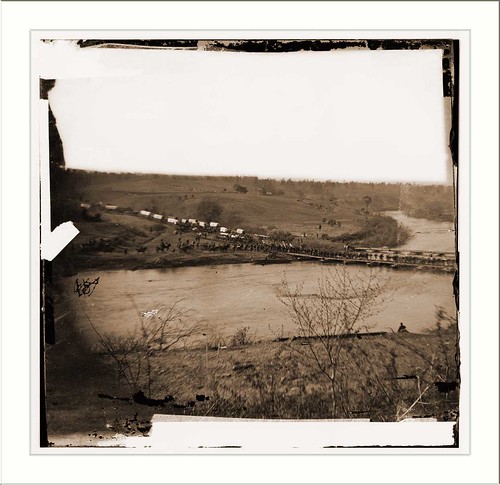 Germanna Ford Rappahannock River Virginia. Grants troops crossing Germannia Ford Date: c. 1864