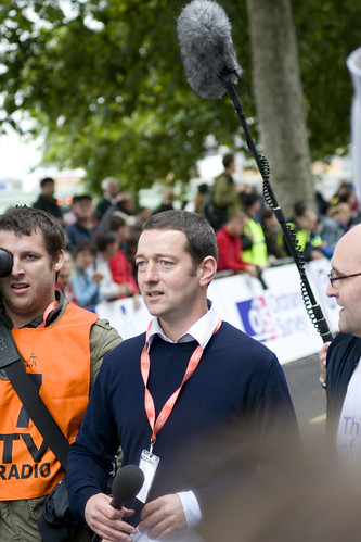 Ned Boulting covering the 2008 Tour of Britain. Photo: Adam Bowie