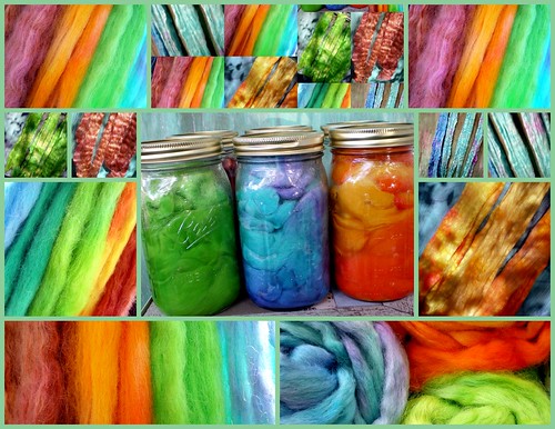 Hand-Dyed Wool and Mohair Roving--Collage 2