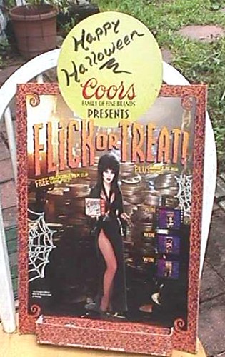 Elvira Coors Flick or Treat sign from 1994
