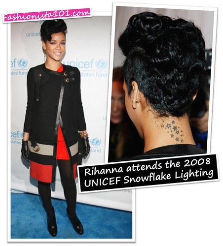 Events: Rihanna @ The 2008 UNICEF Snowflake Lighting + Gucci Tattoo Hearts 