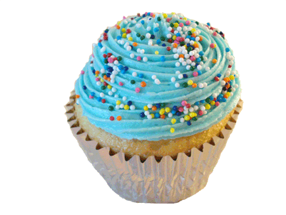 Vanilla Cake, blue frosting, photo c/o Wish-Cake