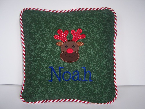 Reindeer applique personalized pillow cover