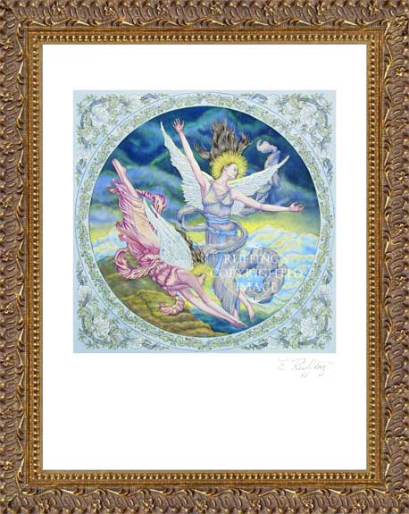 "Angels' Flight" ER7 Angel Watercolor Print by Elizabeth Ruffing, Framed