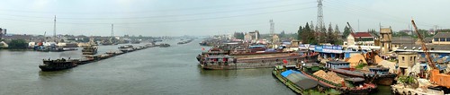 A boat on the Yellow River near Luxu, Jiangsu Province, China