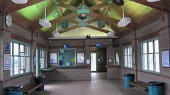 Inside the waiting room of the Metra commuter rail station in Northbrook Illinois. September 2008.