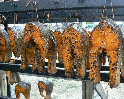 Smoked salmon on the rack