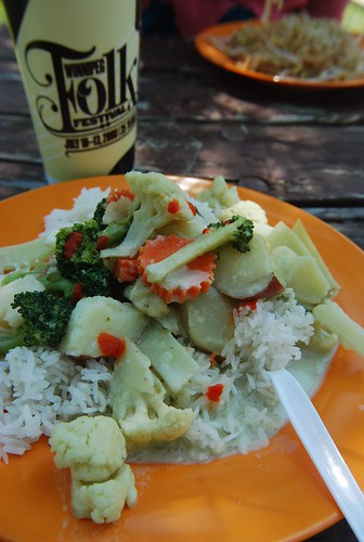 Green vegetable curry on rice