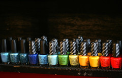 rainbow of nail polish