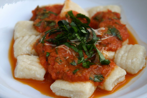 More ricotta gnocchi + roasted tomato sauce