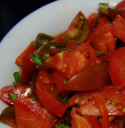 Dinner: tomato salad