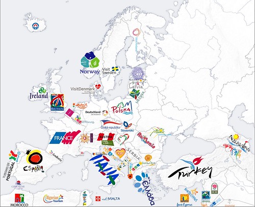 mapa europa y africa. Europa y sus logos de turismo
