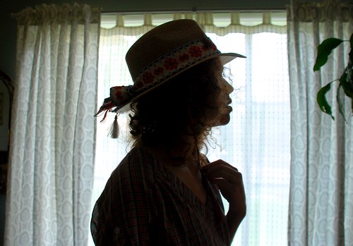 i feel like a 70s folk singer in this picture  super easy diy hat makeover