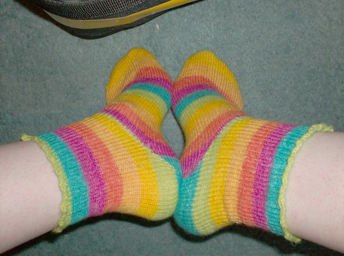 Rainbow striped Opal knitted socks
