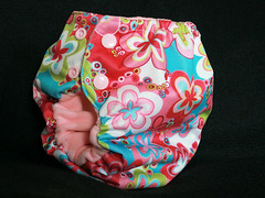 *Sale* Flowered PUL Medium Fly Baby Designs Pocket Diaper *Free Shipping*