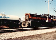 Southbound Indiana Harbor Belt transfer train. La Grange Park Illinois. March 1990.