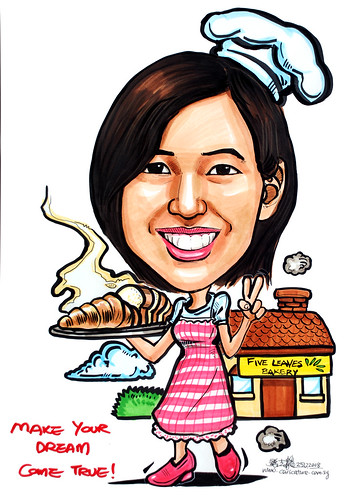 Caricature of a Baker at Five Leaves Bakery