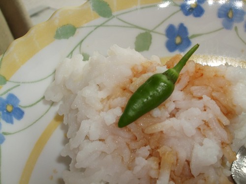 cili padi, white rice and soya sauce