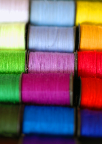 Colourful spools of cotton