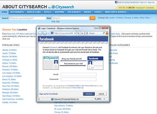 sign in facebook. a user can choose sign-in with their Facebook credentials and if so they can 