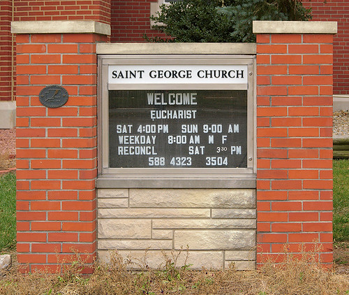 Saint George Roman Catholic Church, in New Baden, Illinois, USA - sign