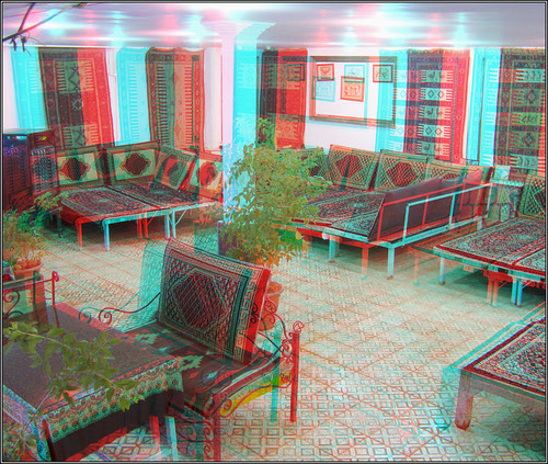 Persian Ethnic Resturant Anaglyph 3D You need Red Cyan glasses 